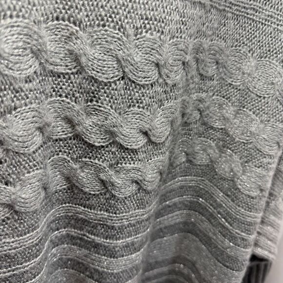Max Studio Cable Knit Sweater XL Dolman Sleeve Silver Gray Metallic Winter Fall - Picture 5 of 11